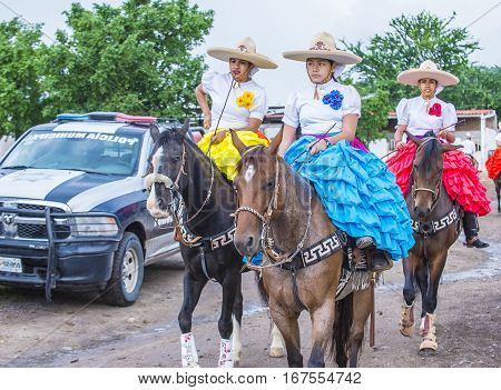 GUADALAJARA MEXICO - SEP 01 : Charras participate at the 23rd International Mariachi & Charros festival in Guadalajara Mexico on September 01 2016.