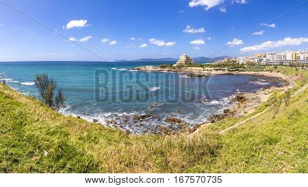 Picturesque panoramic view of Mediterranean seacoast near Alghero city Sardinia island Italy