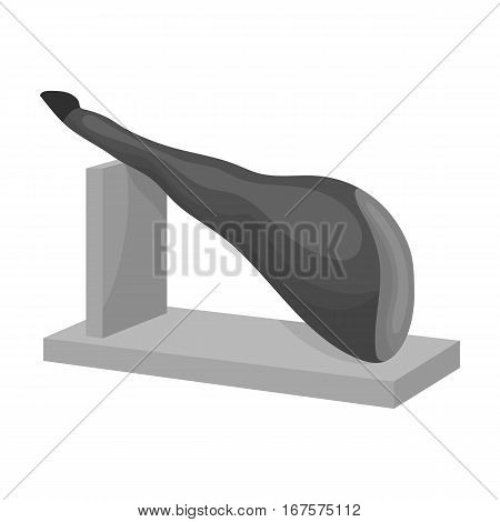 Traditional spanish jamon icon in monochrome design isolated on white background. Spain country symbol stock vector illustration.