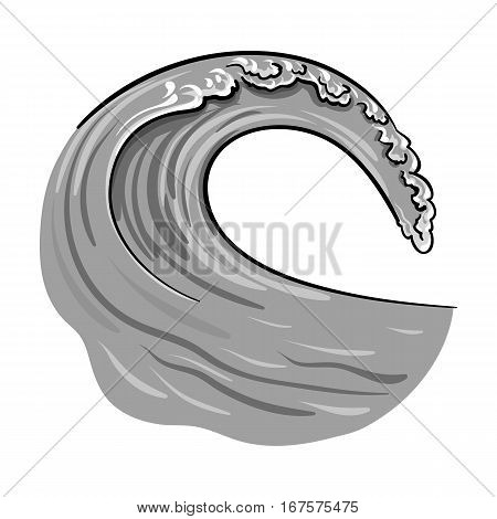 Wave icon in monochrome design isolated on white background. Surfing symbol stock vector illustration.