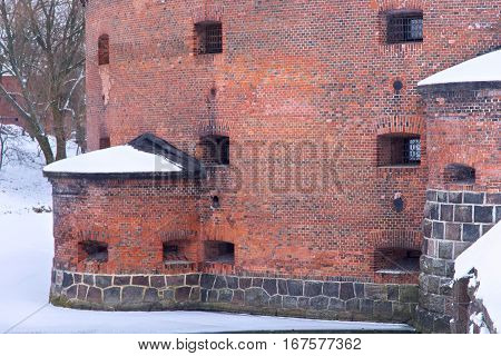Tower of Der Dona now museum of Amber. Part of the german defensive fortifications in the Konigsberg. After Second World War Konigsberg was called Kaliningrad and became part of Russia.