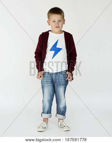 Caucasian Little Boy Holding Chatbox Papercraft