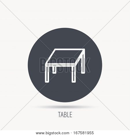Table icon. Furniture desk sign. Round web button with flat icon. Vector