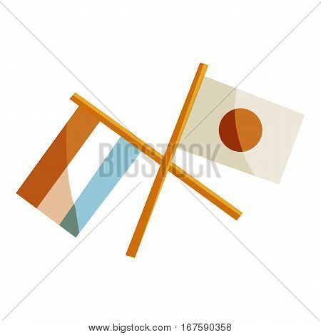 Japan and Netherlands crossed flags icon. Cartoon illustration of Japan and Netherlands crossed flags vector icon for web