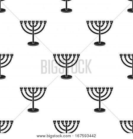Menorah icon in black style isolated on white background. Religion pattern vector illustration. - stock vector