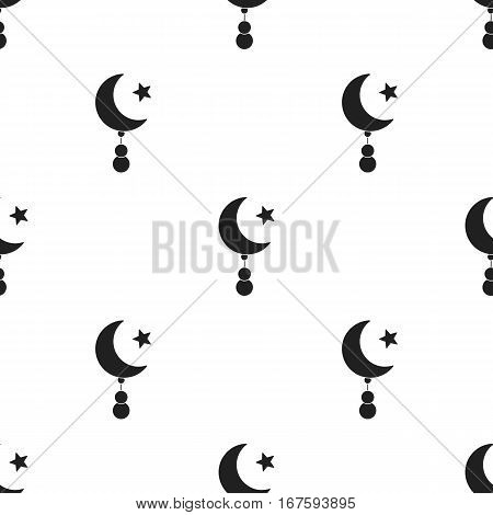 Crescent and Star icon in black style isolated on white background. Religion pattern vector illustration. - stock vector