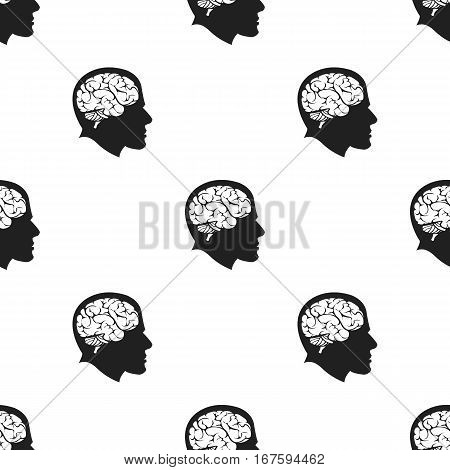 Brain icon black. Single education icon from the big school, university black. - stock vector