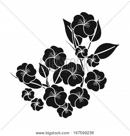 Sakura flowers icon in black style isolated on white background. Japan symbol vector illustration. - stock vector