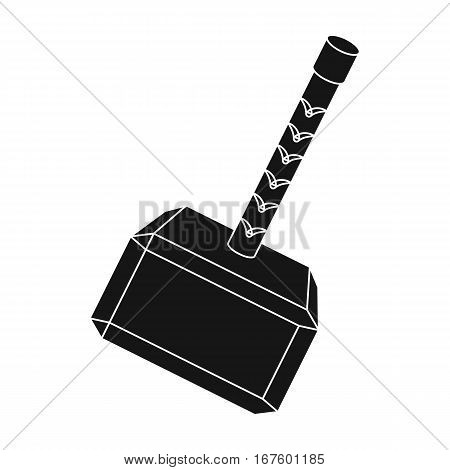Viking battle hammer icon in black design isolated on white background. Vikings symbol stock vector illustration. - stock vector