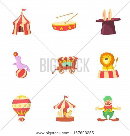 Circus chapiteau icons set. Cartoon illustration of 9 circus chapiteau vector icons for web