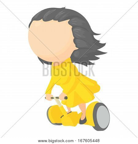 Girl on segway icon. Cartoon illustration of girl on segway vector icon for web