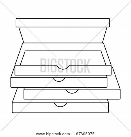 Pizza boxes icon in outline style isolated on white background. Pizza and pizzeria symbol vector illustration. - stock vector
