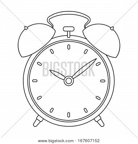 Bedside clock icon in outline design isolated on white background. Sleep and rest symbol stock vector illustration. - stock vector
