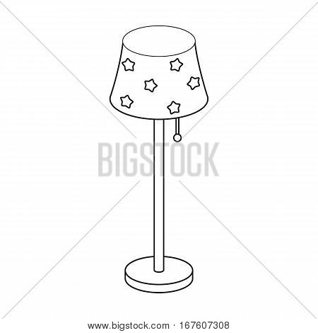Floor lamp icon in outline design isolated on white background. Sleep and rest symbol stock vector illustration. - stock vector