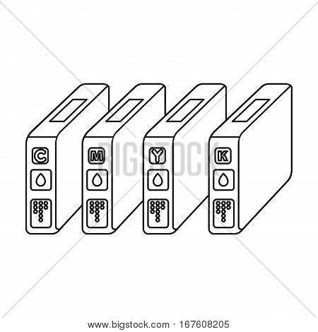Ink cartridges in outline style isolated on white background. Typography symbol vector illustration. - stock vector