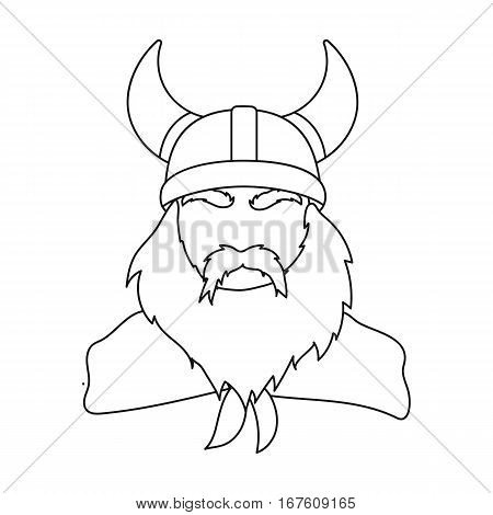 Viking icon in outline design isolated on white background. Vikings symbol stock vector illustration. - stock vector