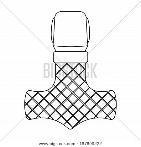 Viking god hammer icon in outline design isolated on white background. Vikings symbol stock vector illustration. - stock vector