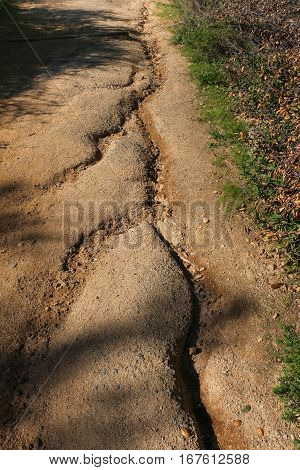 Erosion on public footpath after heavy rain