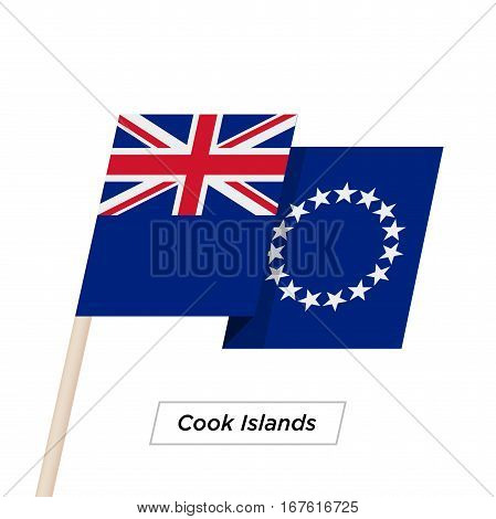 Cook Islands Ribbon Waving Flag Isolated on White. Vector Illustration. Cook Islands Flag with Sharp Corners