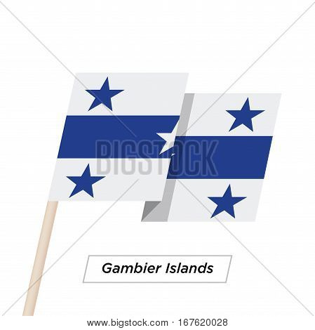 Gambier Islands Ribbon Waving Flag Isolated on White. Vector Illustration. Gambier Islands Flag with Sharp Corners