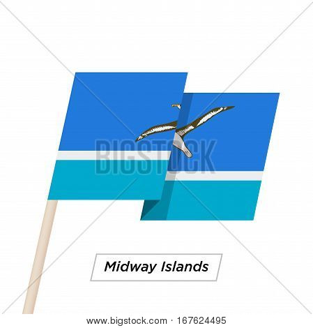 Midway Islands Ribbon Waving Flag Isolated on White. Vector Illustration. Midway Islands Flag with Sharp Corners