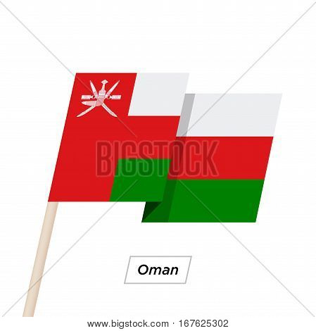 Oman Ribbon Waving Flag Isolated on White. Vector Illustration. Oman Flag with Sharp Corners