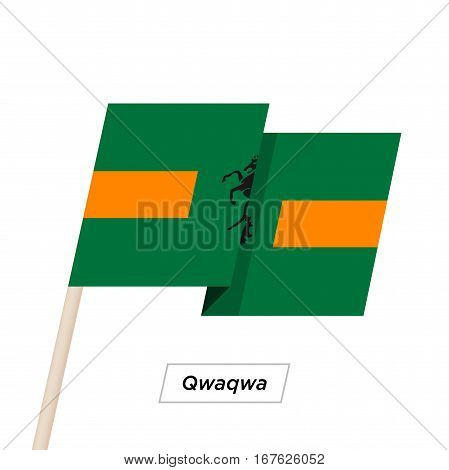 Qwaqwa Ribbon Waving Flag Isolated on White. Vector Illustration. Qwaqwa Flag with Sharp Corners