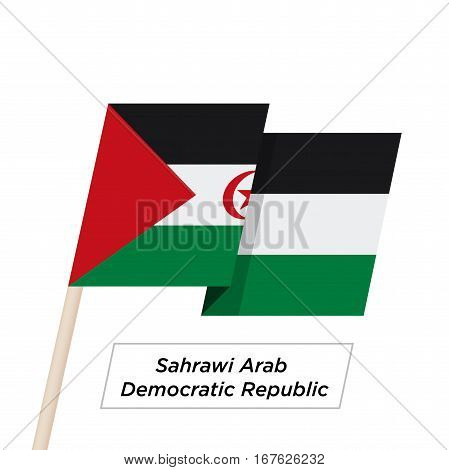 Sahrawi Arab Democratic Repablic Ribbon Waving Flag Isolated on White. Vector Illustration. Sahrawi Arab Democratic Repablic Flag with Sharp Corners