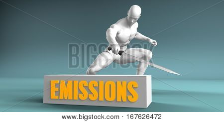 Cutting Emissions and Cut or Reduce Concept 3D Illustration Render