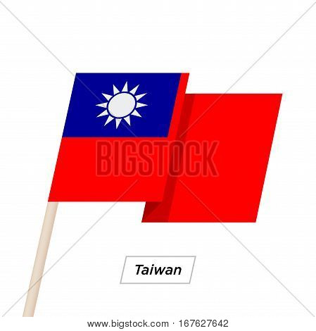 Taiwan Ribbon Waving Flag Isolated on White. Vector Illustration. Taiwan Flag with Sharp Corners