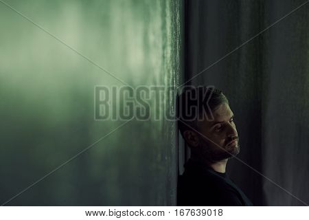 Lonely Man Sitting Alone
