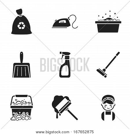 Cleaning set icons in black style. Big collection of cleaning vector symbol stock