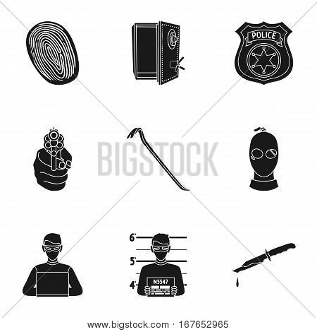 Crime set icons in black style. Big collection of crime vector symbol stock