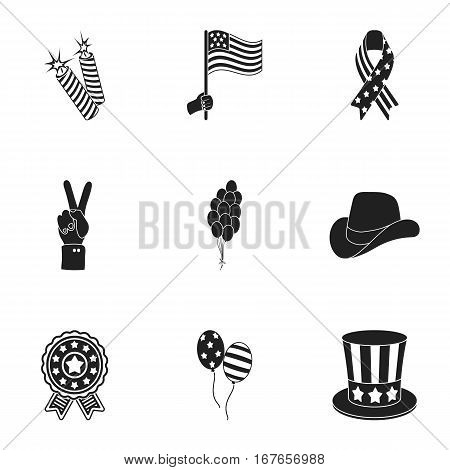 Patriot Day set icons in black style. Big collection of Patriot Day vector symbol stock