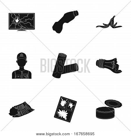 Trash and garbage set icons in black design. Big collection of trash and garbage vector symbol stock illustration