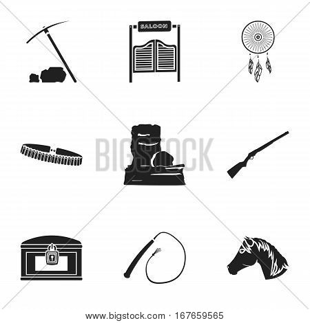 Wild west set icons in black style. Big collection of wild west vector symbol stock