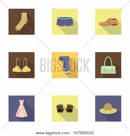 Clothes set icons in flat style. Big collection of clothes vector symbol stock