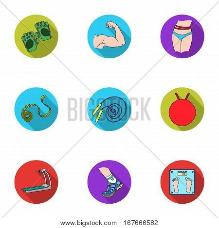 Sport and fitness set icons in flat style. Big collection of sport and fitness vector symbol stock