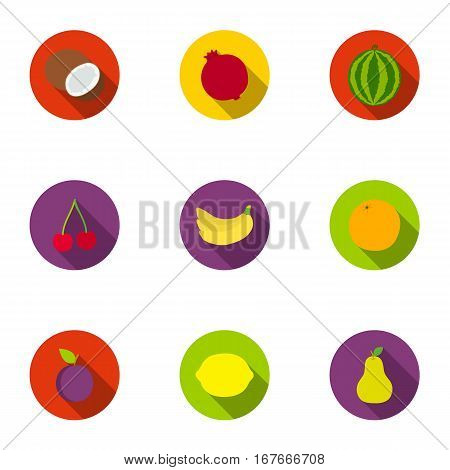 Fruits set icons in flat style. Big collection of fruits vector symbol stock