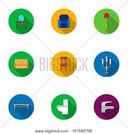 Furniture set icons in flat style. Big collection of furniture vector symbol stock