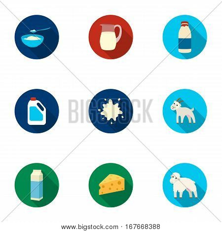 Milk set icons in flat style. Big collection of milk vector symbol stock