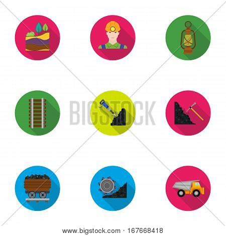 Mine set icons in flat style. Big collection of mine vector symbol stock