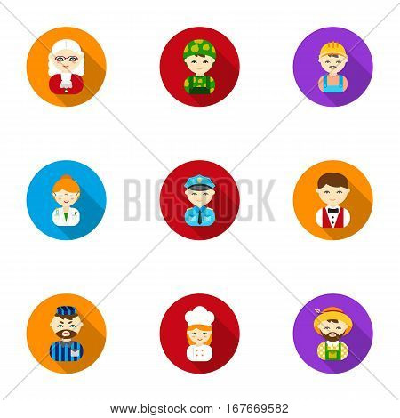 Profession set icons in flat style. Big collection of profession vector symbol stock