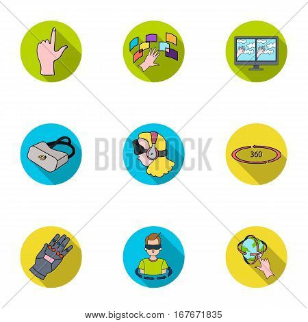 Virtual reality set icons in flat design. Big collection of virtual reality vector symbol stock illustration