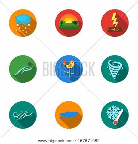 Weather set icons in flat style. Big collection of weather vector symbol stock