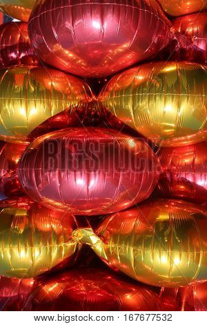 Gold and Red Mylar Balloons