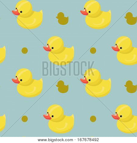 vector illustration of pattern with cute yellow ducks