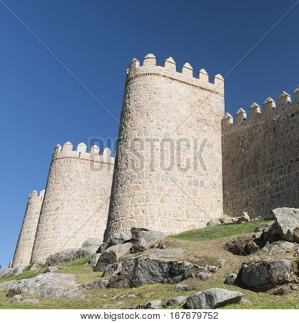 Avila (Castilla y Leon Spain): the famous medieval walls surrounding the city