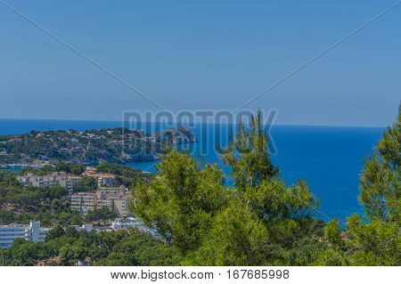 Panorama of the bay Paguera photographed from the mountain in Costa de la Calma.