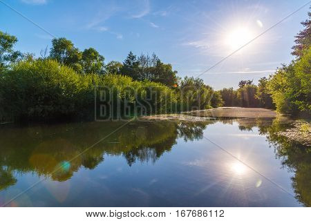 summer landscape with a river in central Russia